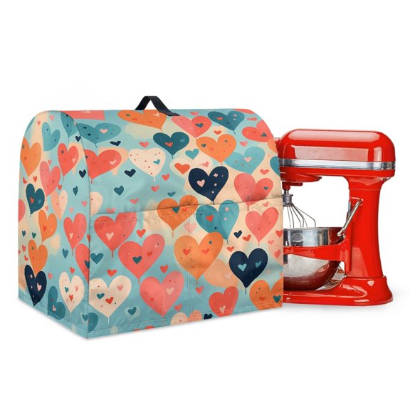 ZIATUBLES Kitchen Stand Mixer Cover Waterproof Polyester Taffeta Kitchen Mixer Cover Washable Reusable Kitchen Mixer Accessories with Adjusting Drawstring for 4.5-5 Quart, Heart