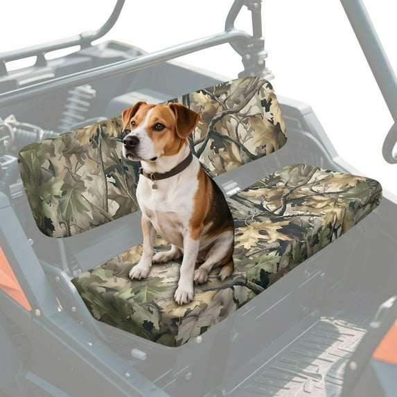 ZIATUBLES Leaf Branch Camo UTV Seat Covers 2 Pack, Waterproof Polyester Replacement Front Bench Seats Covers, Wear-Resistant UTV Outdoor Accessory Part for Kawasaki Mule