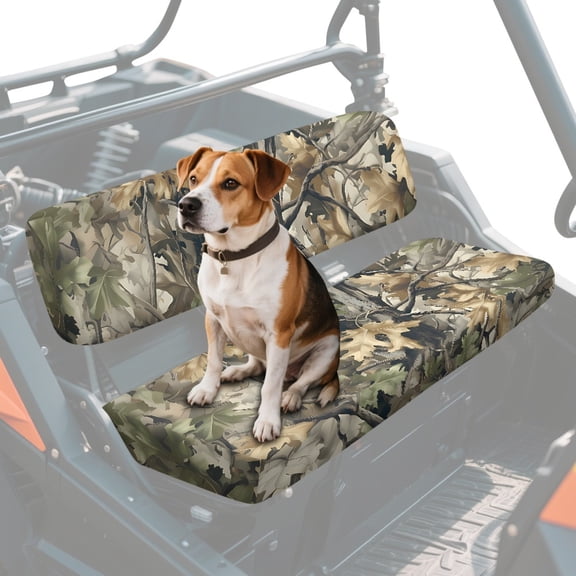 ZIATUBLES Leaf Branch Camo UTV Seat Covers 2 Pack, Waterproof Polyester Replacement Front Bench Seats Covers, Wear-Resistant UTV Outdoor Accessory Part for Kawasaki Mule