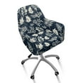thumbnail image 1 of ZIATUBLES Leaf Print Curved Back Chair Slipcover Stretchable Dining Chair Cover Adjustable Arc Shaped Swivel Accent Chair Protector for Dining Living Room Home Decor, 1 of 7