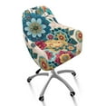 thumbnail image 1 of ZIATUBLES Mandala Flower Print Curved Back Dining Chair Slipcover Stretchable Swivel Bar Stool Cover with Backs Removable Accent Vanity Desk Chair Protector Home Living Room Decor, 1 of 7