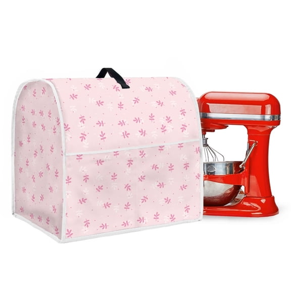 ZIATUBLES Mixer Cover Multi-Functional Kitchen Dust Cover Compatible with 4.5-5 Quart Stand Mixers Washable Kitchen Appliance Accessories Easy to Clean, Leaf Pink
