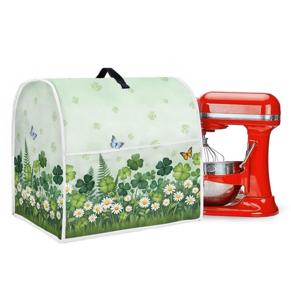ZIATUBLES Mixer Dust Cover Protective Kitchen Appliance Cover Comfort Polyester Fabric Home Accessories with Front Pocket and Top Handle Compatible with 4.5-5 Quart, Butterfly Daisy Four-Clover
