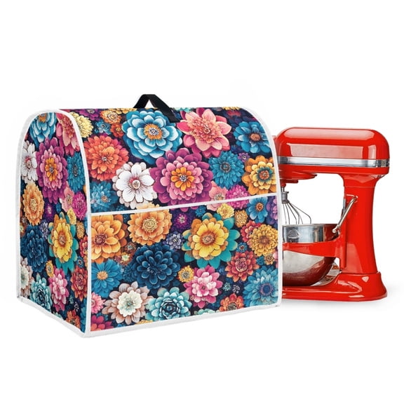 ZIATUBLES Mixer Dust Cover Protective Kitchen Appliance Cover Comfort Polyester Fabric Home Accessories with Front Pocket and Top Handle Compatible with 6-8 Quart, Boho Mandala Floral