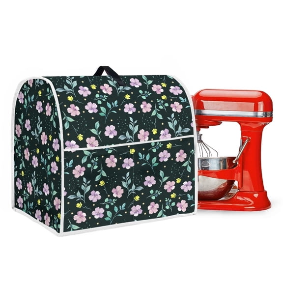 ZIATUBLES Mixer Dust Cover Reusable Kitchen Appliance Cover with Front Pockets and Top Handle Multi-Functional Kitchen Accessories Compatible with 4.5-5 Quart Mixer, Floral Leaf