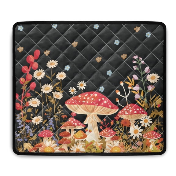ZIATUBLES Mushroom Floral Washing Machine Dustproof Top Cover Water Resisitant Washer Dryer Top Protector Mat Versatile Home Laundry Room Kitchen Decor Accessories, 24 x 19.7 Inch