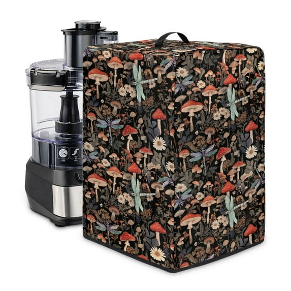 ZIATUBLES Mushroom Flower Dragonfly Print Kitchen Juicer Dust Cover Stain Resistant Appliance Protective Case Kitchen Countertop Organized Decor Accessories Easy to Clean, 8 "W x 8 "D x 17 "H