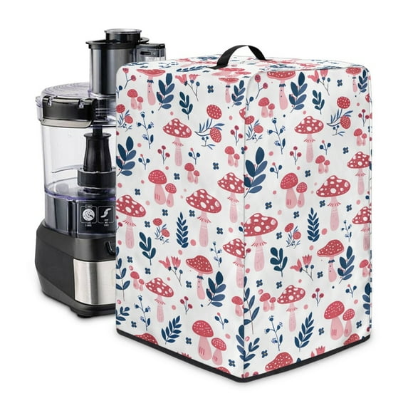 ZIATUBLES Mushroom Print Universal Juicer Cover Dustproof Stain Resistant Foldable Kitchen Appliance Cover with Top Handle, Fits Most Blender Juicers, 8 "W x 8 "D x 17 "H