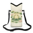thumbnail image 1 of ZIATUBLES Neoprene Cellphone Crossbody Bag Portable Phone Sleeve Case with Adjustable Strap Shockproof Phone Purse, 4 X 8 Inch, Cartoon Frog Lotus Leaf Flower, 1 of 7