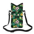 thumbnail image 1 of ZIATUBLES Neoprene Cellphone Sleeve Pouch Phone Bag with Adjustable Crossbody Strap Mobile Protection Case Bag Hook and Loop Fastener Phone Bag, 4 X 8 Inch, Black Cat Flower, 1 of 7