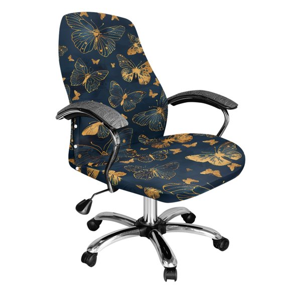 ZIATUBLES Office Chair Protector Cover Stretchable Desk Computer Chair Cover Removable Soft Office Chair Covers with Snap Button Stylish Furniture Protector Slipcover, S, Butterfly