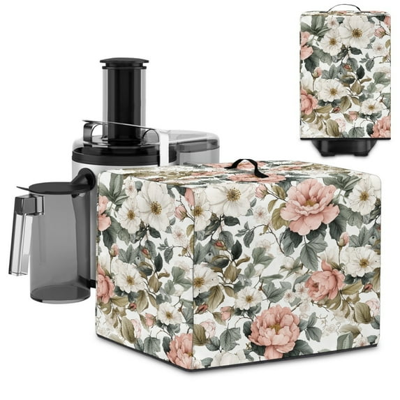 ZIATUBLES Peony Flower Print Juicer Processor Dust Cover Stain Resistant Kitchen Appliance Protective Case Washable Counter Decor Accessories, 17 "W x 11 "D x 15 "H