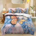 thumbnail image 1 of ZIATUBLES Queen Size 3-Piece Duvet Cover Set, Butterfly Floral Print Soft Breathable Polyester, Zipper Closure Easy-Care All-Season Bedding, Bedroom Decor, Duvet Insert Not Included, 1 of 8