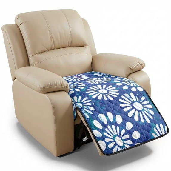 ZIATUBLES Recliner Chair Covers, Pets Friendly Reclining Couch Slipcovers Washable Anti-Slip Furniture Protector for Living Room, 38.58 x 24.40 Inches, Blue White Floral Print
