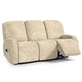 thumbnail image 1 of ZIATUBLES Recliner Cover for 3 Cushion Reclining Sofa, 8 PCS Stretch Recliner Couch Covers with Storage Pockets, Soft Fitted Furniture Protector for Living Room Decor, Beige Spider Web, 1 of 9
