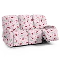thumbnail image 1 of ZIATUBLES Recliner Cover for 3 Cushion Reclining Sofa, 8 PCS Stretch Recliner Couch Covers with Storage Pockets, Soft Fitted Furniture Protector for Living Room Decor, Cherry Daisy Pink, 1 of 9