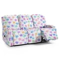 thumbnail image 1 of ZIATUBLES Recliner Sofa Covers 8 PCS Reclining Couch Slipcovers 3 Cushion Stretch Recliner Slipcover Soft Fitted Furniture Protector with Pockets Washable Home Decor Accessories, Flower White, 1 of 9