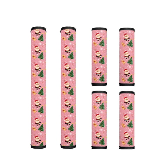 ZIATUBLES Refrigerator Door Handle Covers Protective Kitchen Appliance Gloves Fridge Microwave Dishwasher Washable Soft Handle Cloth, 6 PCS, Santa Claus Christmas Tree Gingerbread Man Pink