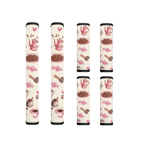 ZIATUBLES Refrigerator Door Handle Covers Set of 6 Pack Soft Kitchen Appliance Gloves Fridge Microwave Dishwasher Handle Cloth Protector Keep Off Fingerprints Food Stains, Coffee Tool Pink Beige