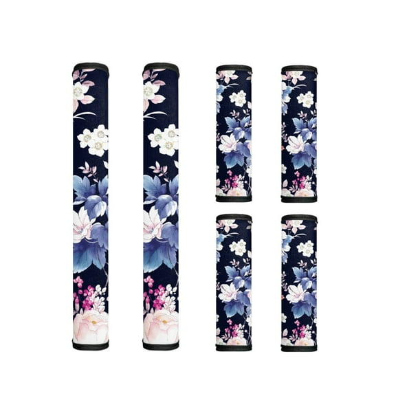 ZIATUBLES Refrigerator Door Handle Wraps Set of 6 Lightweight Neoprene Kitchen Appliance Decor Replacement Sturdy Handle Covers Fit Fridge Microwave Oven, Peony Floral Deep Blue