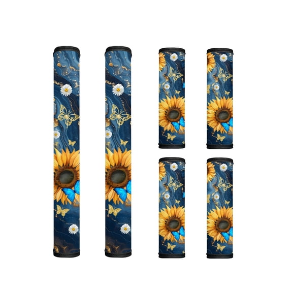 ZIATUBLES Refrigerator Door Handle Wraps Set of 6 Lightweight Neoprene Kitchen Appliance Decor Replacement Sturdy Handle Covers Fit Fridge Microwave Oven, Sunflower Daisy Butterfly Blue Golden Marble