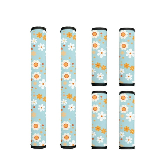 ZIATUBLES Refrigerator Door Handle Wraps Set of 6 Sturdy Washable Handle Gloves Kitchen Appliance Decor Protector Fridge Microwave Oven Door Handle Covers, Hippie Floral Blue