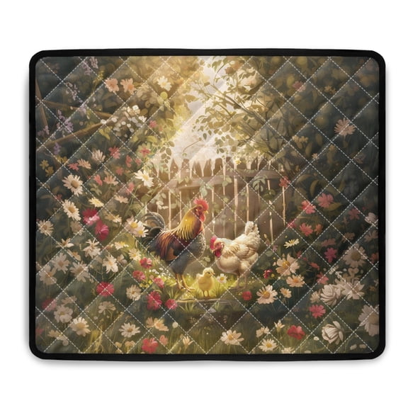 ZIATUBLES Rooster Chicken Daisy Washer Dryer Top Cover Mat Stain Resistant Top Protector Pad for Washing Machine Multipurpose Home Laundry Room Kitchen Decor Accessories, 24 x 19.7 Inch