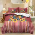 thumbnail image 1 of ZIATUBLES Rooster Sunflower Stripe Printed Full Size Duvet Cover Set, 3-Piece Soft Breathable Bed Linens with 1 Duvet Cover and 2 Pillowcases, Zipper Closure, Dorm Bedroom Bedding Decor, 1 of 8