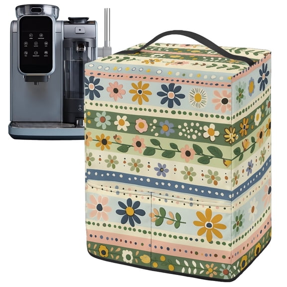 ZIATUBLES Rustic Floral Pattern Ice Cream Maker Machine Cover with Front Pocket Stain Resistant Kitchen Appliance Decor Dust Cover Compatible with Ninja NC501/NC301/NC299amz, 15.35" x 9.84" x 18.11"