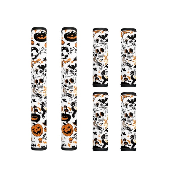 ZIATUBLES Set of 6 Refrigerator Door Handle Gloves Soft Kitchen Appliance Handle Covers Protector for Fridge Microwave Dishwasher Stove Washable Handle Sleeve Home Decor, Pop Pumpkin Cat Bat Spider