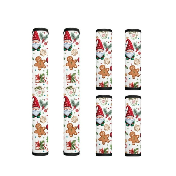ZIATUBLES Set of 6 Refrigerator Door Handle Gloves Washable Neoprene Kitchen Appliance for Covers Fridge Dishwasher Oven Keep Off Oil Fingerprints Food Stains, Christmas Gnome Gingerbread Man Holly