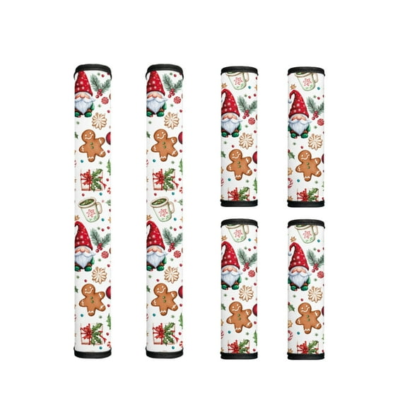 ZIATUBLES Set of 6 Refrigerator Door Handle Gloves Washable Neoprene Kitchen Appliance for Covers Fridge Dishwasher Oven Keep Off Oil Fingerprints Food Stains, Christmas Gnome Gingerbread Man Holly