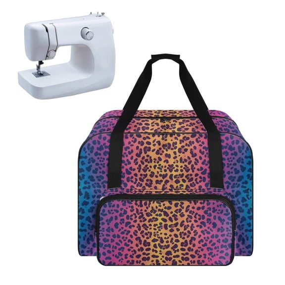 ZIATUBLES Sewing Machine Dust Case Large Capacity Appliance Storage Bag Portable Travel Tote Bag Universal Sewing Machine Accessories Organizer Bag, Blue Violet Yellow Leopard Print