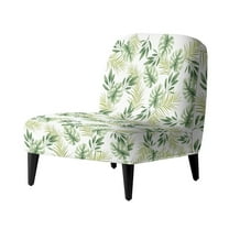 ZIATUBLES Small Armless Couch Cover Stretch Accent Chair Slipcover Soft Slipper Chair Covers Armless Removable Washable Sofa Furniture Protector Cover for Living Room, Monstera Green Leaf White