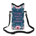 thumbnail image 1 of ZIATUBLES Small Crossbody Case Bag for Women Men Carrying Strap Phone Pouch Protective Cell Phone Sleeve with Hook and Loop Fastener, 4 X 8 Inch, A Joyful Heart Flower Leaf, 1 of 7