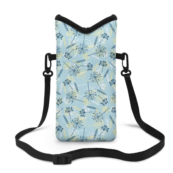 ZIATUBLES Small Crossbody Phone Pouch Portable Cellphone Shockproof Sleeve Bag with Detachable Carrying Strap, Hook Loop Fastener, 4 X 8 Inch, Dandelion Light Blue