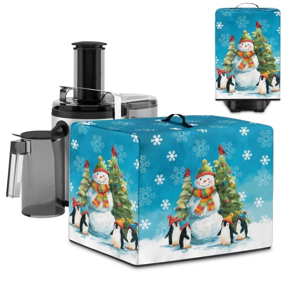 ZIATUBLES Snowman Penguin Christmas Tree Printed Juicer Processor Dust Cover Stain Resistant Christmas Kitchen Appliance Protective Case Washable Counter Decor Accessories, 17 "W x 11 "D x 15 "H