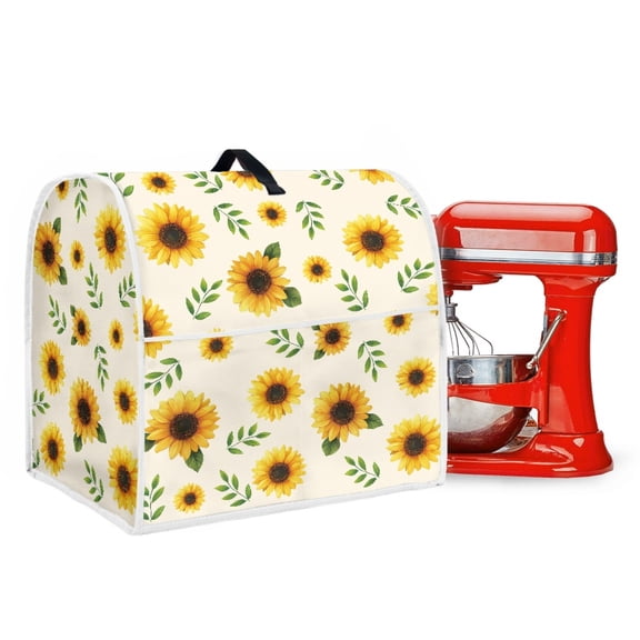 ZIATUBLES Stand Mixer Cover Comfort Kitchen Appliance Decor Cover Washable Mixers Dust Cover with Front Storage Pockets and Top Handle Compatible with 4.5-5 Quart, Sunflower Leaf