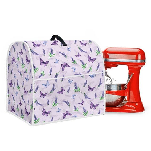 ZIATUBLES Stand Mixer Cover Comfort Kitchen Appliance Decor Cover Washable Mixers Dust Cover with Front Storage Pockets and Top Handle Compatible with 4.5-5 Quart, Butterfly Lavender