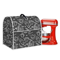 ZIATUBLES Stand Mixer Cover Comfort Polyester Fabric Kitchen Dust Cover Multi-Functional Home Appliance Accessories with Front Pockets Compatible with 4.5-5 Quart, Coffee Time Black