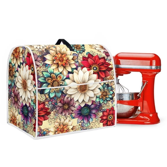 ZIATUBLES Stand Mixer Dust Cover Comfort Home Protective Decor Compatible with 4.5-5 Quart Appliance Multi-Functional Washable Kitchen Attachments Organize Accessories, Boho Mandala Flower