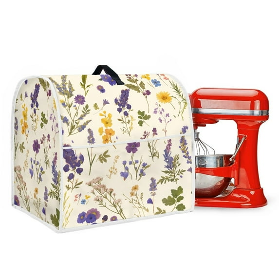 ZIATUBLES Stand Mixer Dust Cover Comfort Polyester Kitchen Appliance Decor Cover Compatible with 4.5-5 Quart Washable Home Accessories with Front Pockets, Floral