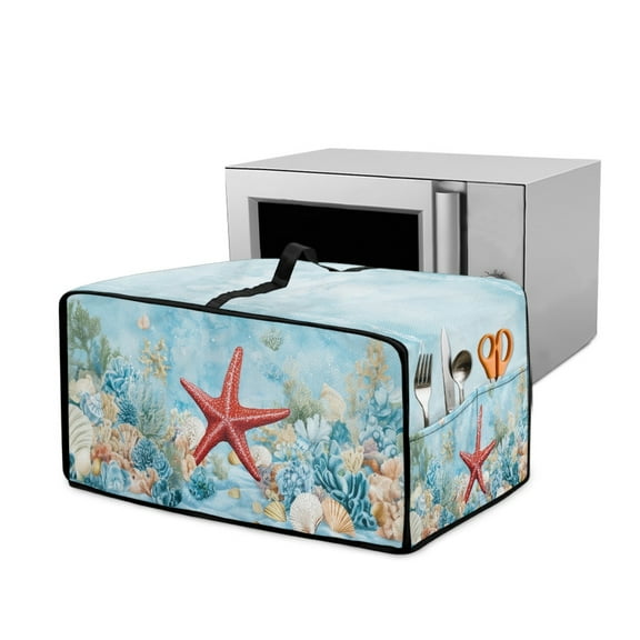 ZIATUBLES Starfish Coral Shell Print Toaster Oven Cover Anti Scratch Kitchen Countertop Appliance Protector Cover Dust Case Machine Washable Home Organization, 18.5" x 14.5" x 9"