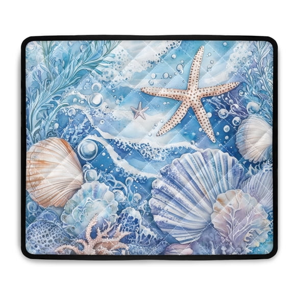 ZIATUBLES Starfish Shell Grass Coral Washer Dryer Countertop Cover Pad Water Resistant Washing Machine Dust Cover Mat Top Loader for Laundry Room Kitchen Home Decor Accessories, 24" x 19.7"