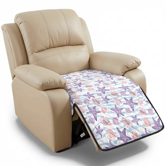 ZIATUBLES Starfish Shell Print Recliner Chair Slipcover, Anti-Slip Washable Furniture Protector for Reclining Couch Seat Cushion, Pet Dog Cat Friendly Living Room Decor Accessory