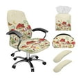 thumbnail image 1 of ZIATUBLES Stretch Computer High Back Chair Protectors with Armrest Covers, Remote Control Holder and Tissue Box Cover Office Decor Set of 5 for Home Living Room, Mushroom Butterfly Moon Star, L, 1 of 7