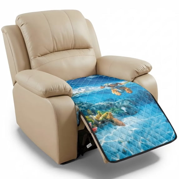 ZIATUBLES Swimming Puppy Print Recliner Chair Slipcover, Anti-Slip Washable Furniture Protector for Reclining Couch Seat Cushion, Pet Dog Cat Friendly Living Room Decor Accessory