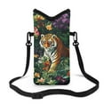 thumbnail image 1 of ZIATUBLES Tiger Floral Print Crossbody Phone Pouch Soft Neoprene Cellphone Bag Portable Phone Sleeve Case with Adjustable Strap Top Opening Phone Purse, 4 X 8 Inch, 1 of 7