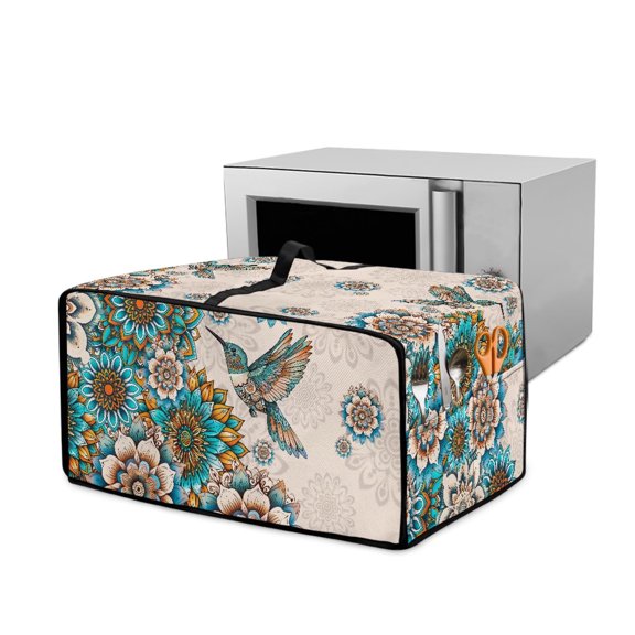 ZIATUBLES Toaster Oven Cover Dust Stain Kitchen Appliance Protection with Side Pocket Easy to Clean Home Counter Decorative Accessories, 18.5" x 14.5" x 9", Hummingbird Boho Mandala