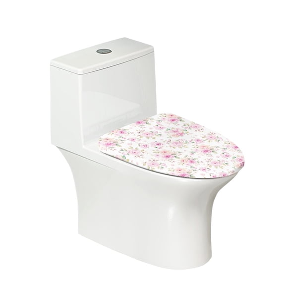 ZIATUBLES Toilet Lid Cover Breathable Soft Stretch Fabric Toilet Decor Elastic Edge Toilet Bowl Lid Cover Fits Elongated, Oblong and Round Lids Home Bathroom Decor Accessories, Light Pink Rose